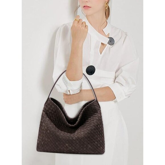 Trendy Woven Suede Tote with Detachable Strap - Ideal for Daily Adventures - Picture 7 of 7